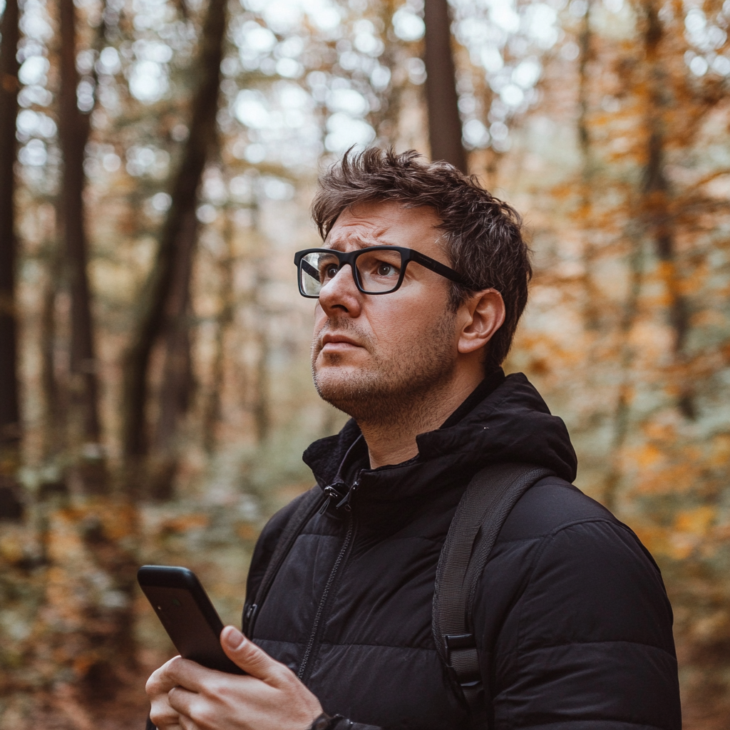 Un hombre sujetando su teléfono | Fuente: Midjourney