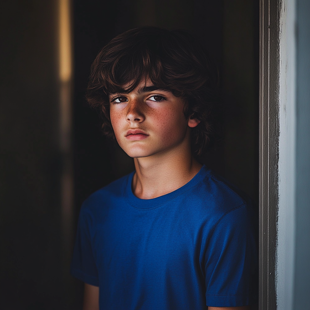 Un adolescente de pie en una puerta | Fuente: Midjourney