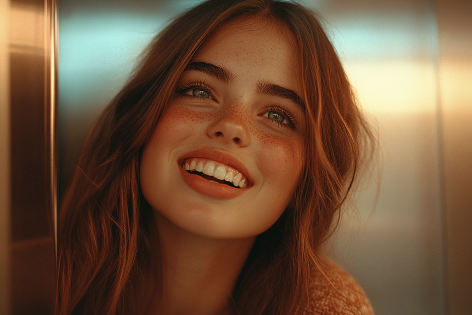 Una mujer alegre sonriendo | Fuente: Midjourney