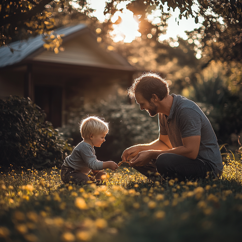 Un hombre jugando con su hijo | Fuente: Midjourney