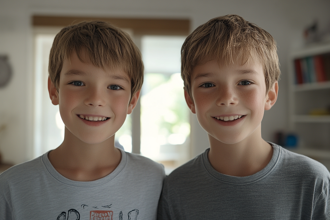 Dos niños sonriendo | Fuente: Midjourney