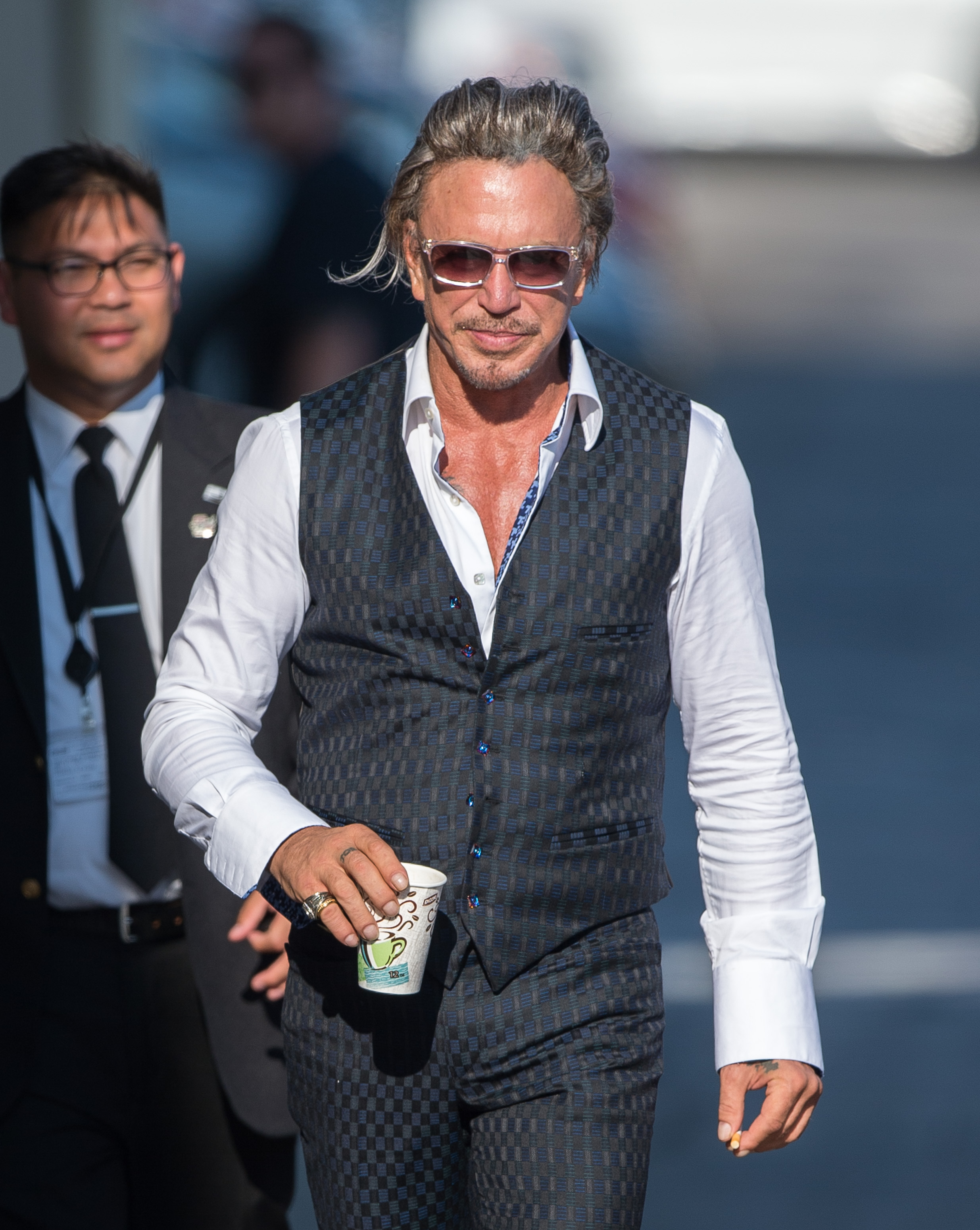 Mickey Rourke en el programa "Jimmy Kimmel Live" el 7 de agosto de 2014 en Los Ángeles, California. | Fuente: Getty Images