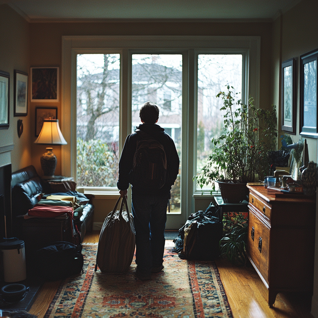 Un hombre saliendo de un apartamento | Fuente: Midjourney