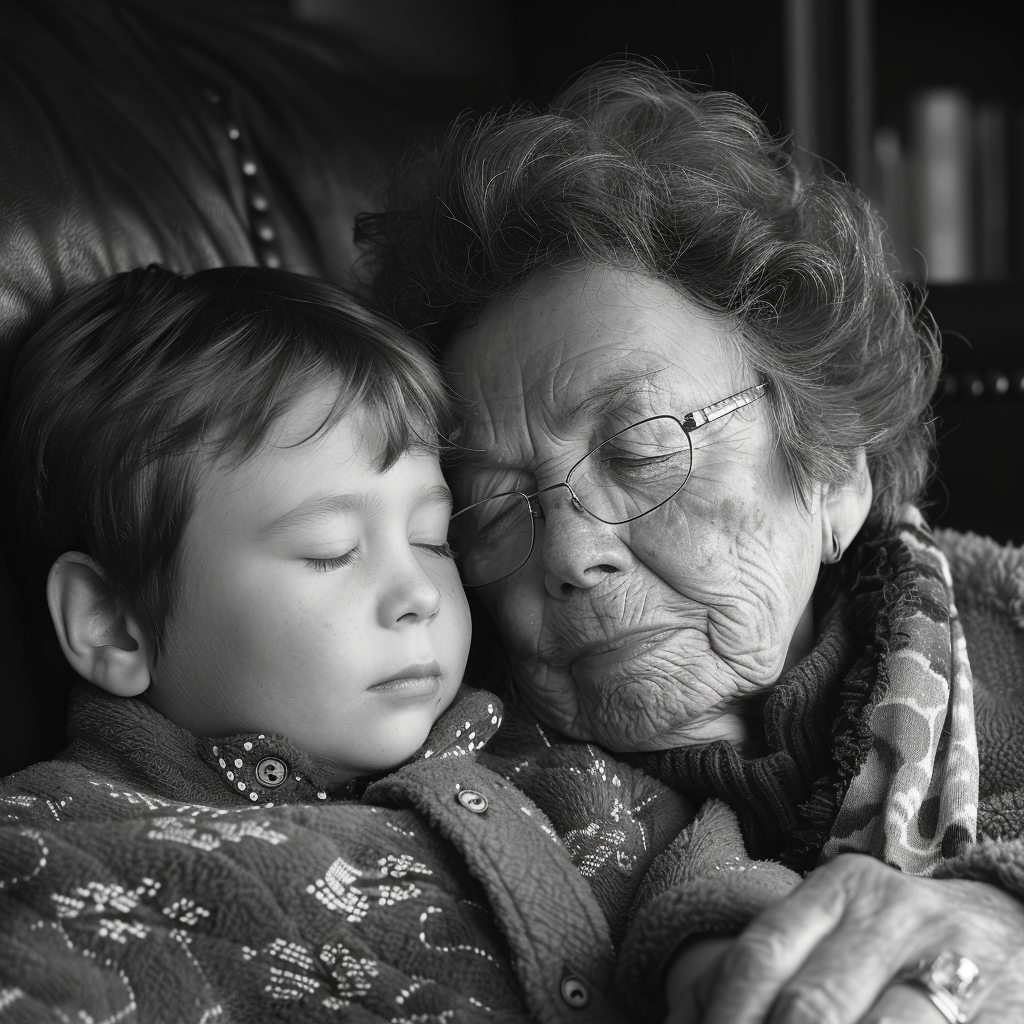 La abuela arropa a James | Fuente: Midjourney