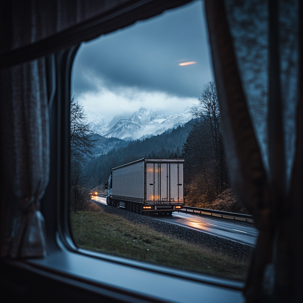 Una foto di un camion che si allontana | Fonte: Midjourney