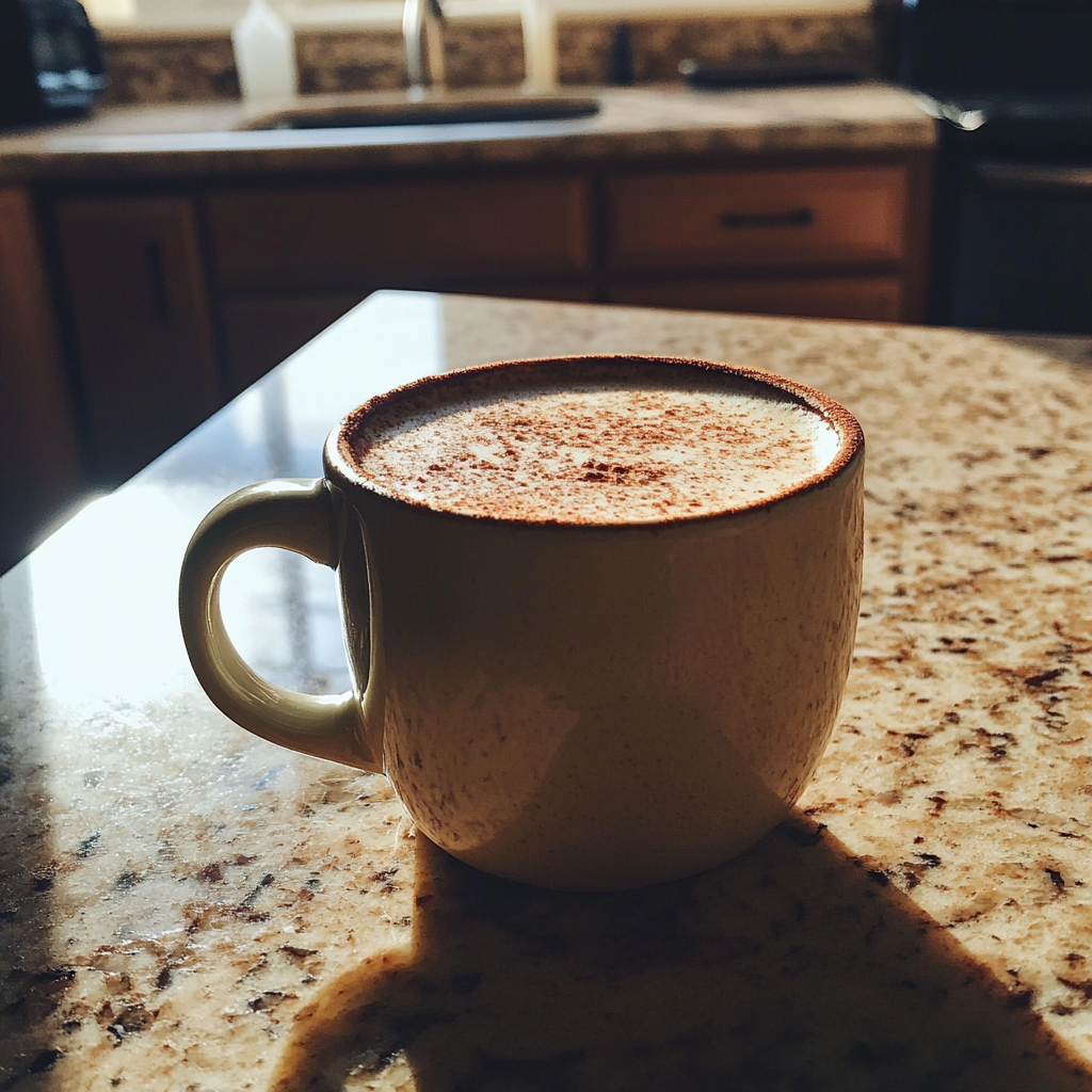 Una taza de café en la encimera de una cocina | Fuente: Midjourney