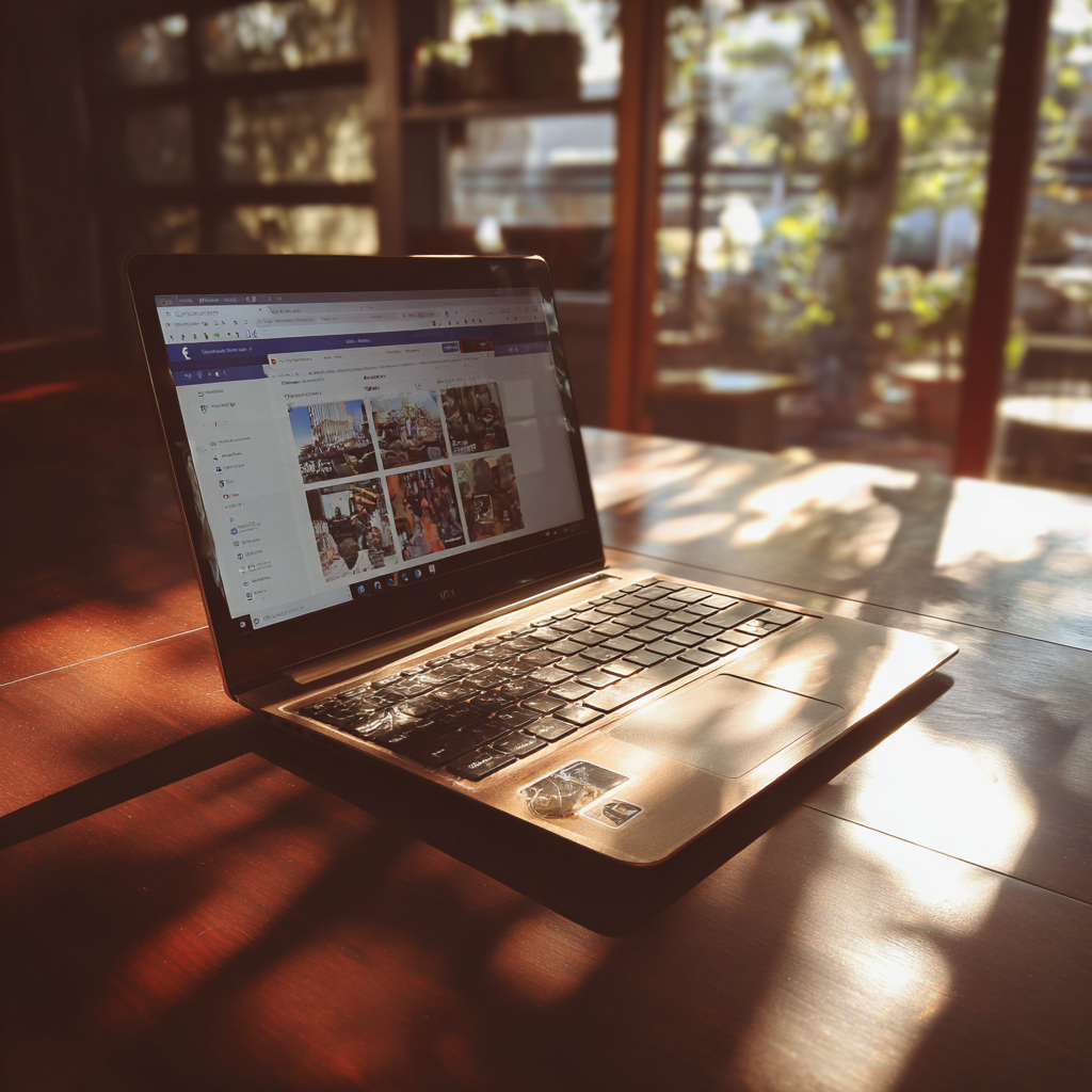 Un portatile aperto a Facebook | Fonte: Midjourney