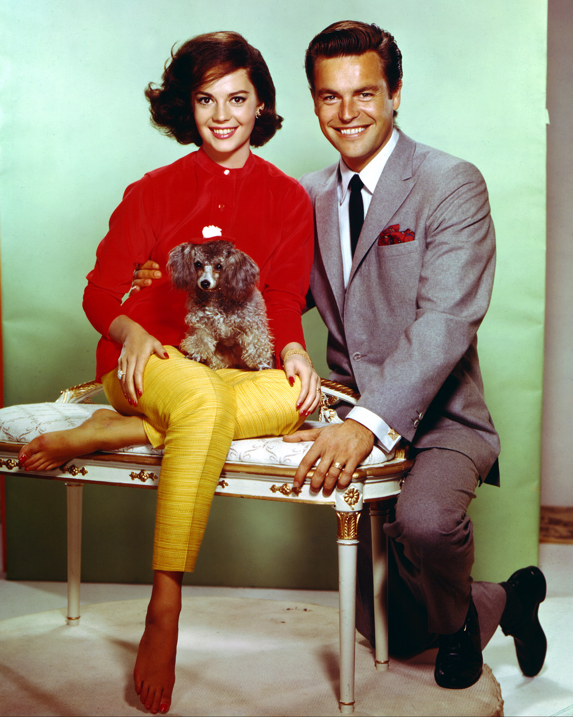 Natalie Wood y Robert Wagner, con un perrito, hacia 1965. | Fuente: Getty Images