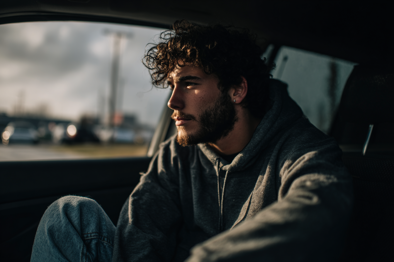 Un joven en un automóvil | Fuente: Midjourney