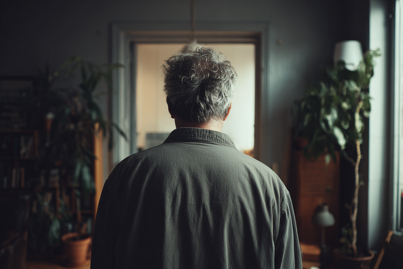 Un hombre de pie en un apartamento | Fuente: Midjourney