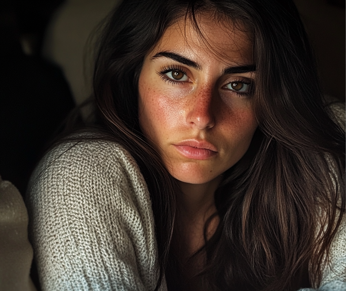 Primer plano de una mujer indiferente | Fuente: Midjourney