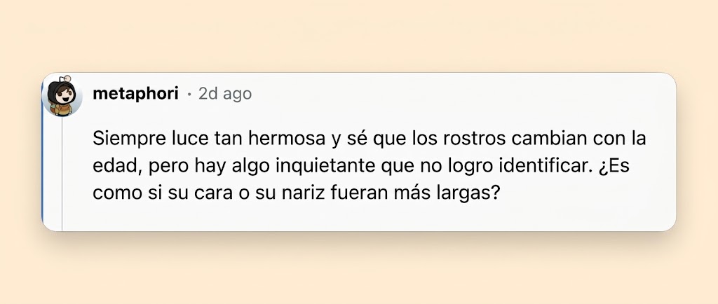Un usuario comentó que es normal que los rostros cambien con la edad, pero se preguntaba si la nariz de Lawrence o las proporciones generales de su rostro parecían diferentes. | Fuente: Reddit/ Ir a r/popculturechat r/popculturechat