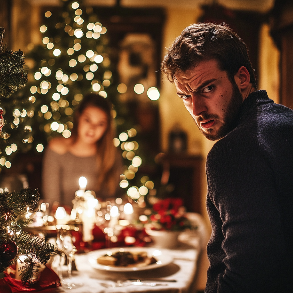 Un hombre enfadado saliendo de una cena | Fuente: Midjourney