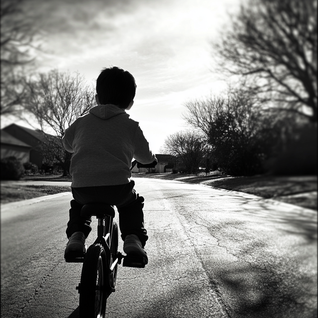 Un niño montando en bicicleta | Fuente: Midjourney