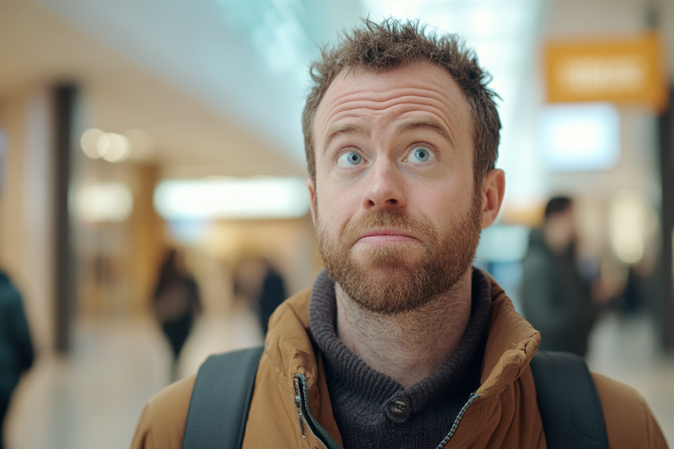 Un hombre mirando hacia arriba | Fuente: Midjourney