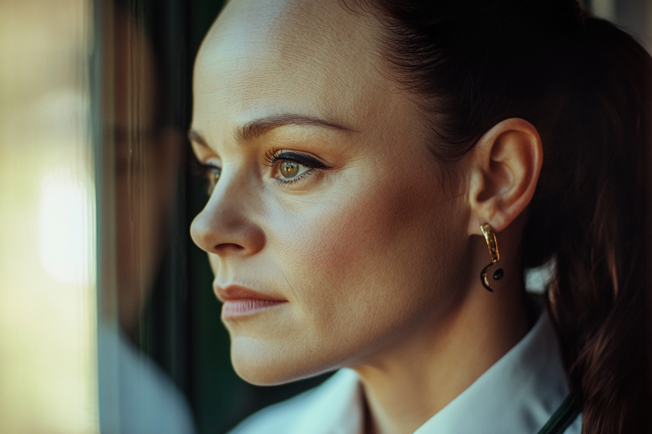 Una mujer mirando por la ventana | Fuente: Midjourney