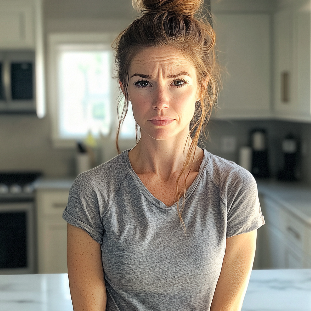 Una mujer emocionada de pie en una cocina | Fuente: Midjourney