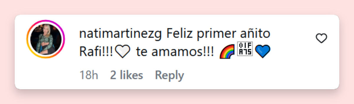 Comentario de una persona sobre el primer cumpleaños de Rafi, el hijo menor de la China Ansa | Fuente: Instagram/chinitaansa