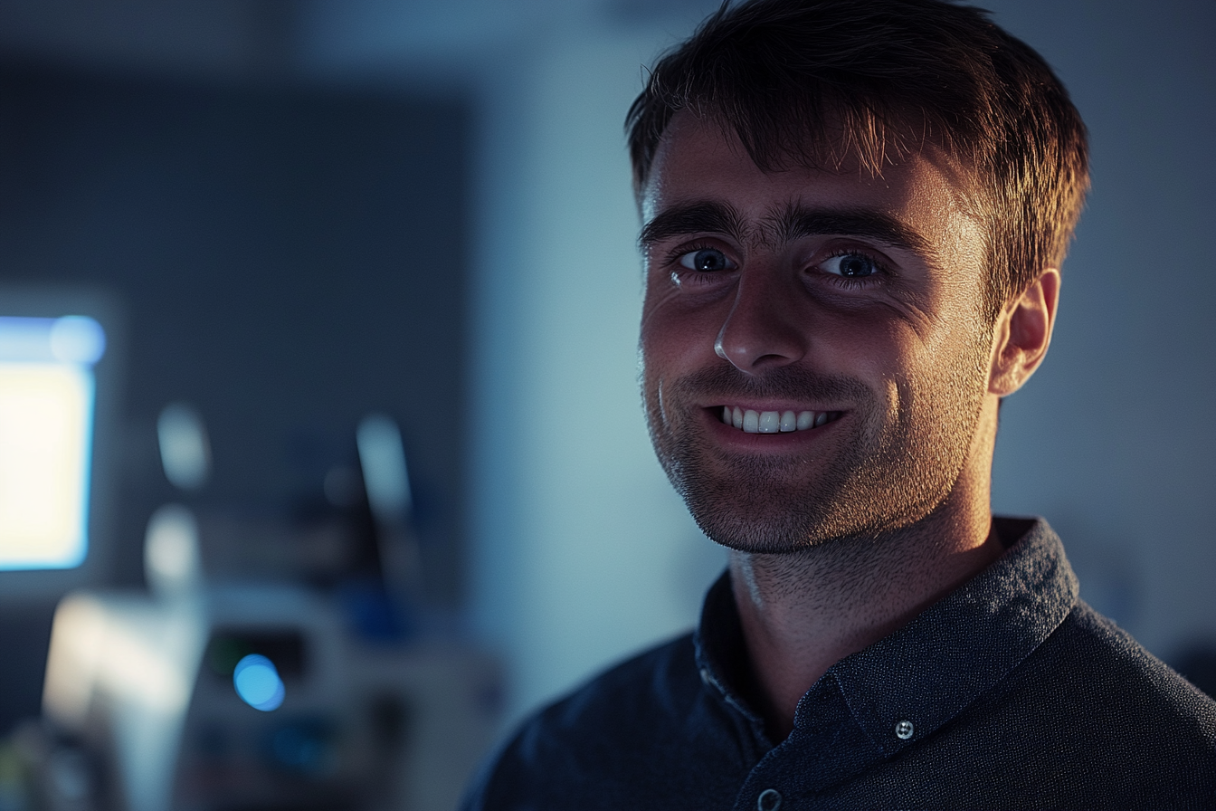 Un hombre sonriendo en una habitación de hospital | Fuente: Midjourney