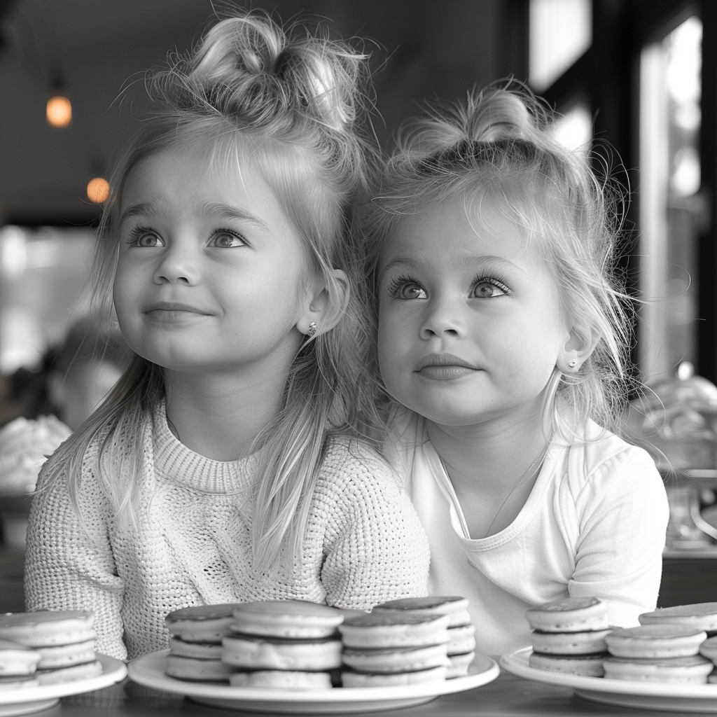 Emma y Lily esperan para comer las tortitas | Fuente: Midjourney