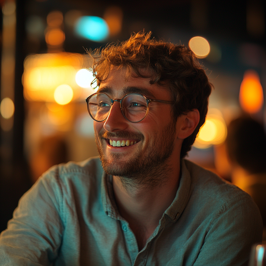 Un hombre sonriente en un restaurante | Fuente: Midjourney