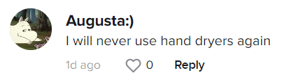 "Nunca volveré a usar el secamanos!" | Comentario de un seguidor sobre el experimento de @the_lab_life1 sobre los secadores de manos en 2023 | Foto: TikTok/@the_lab_life1