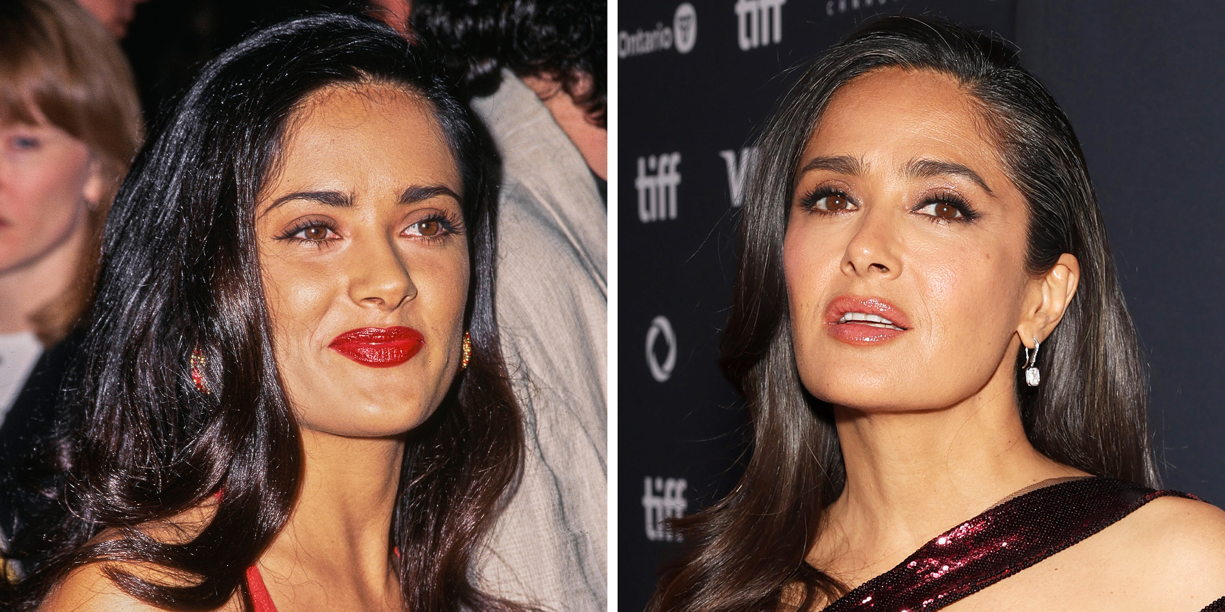 Salma Hayek, 1995 | Salma Hayek, 2024 | Fuente: Getty Images