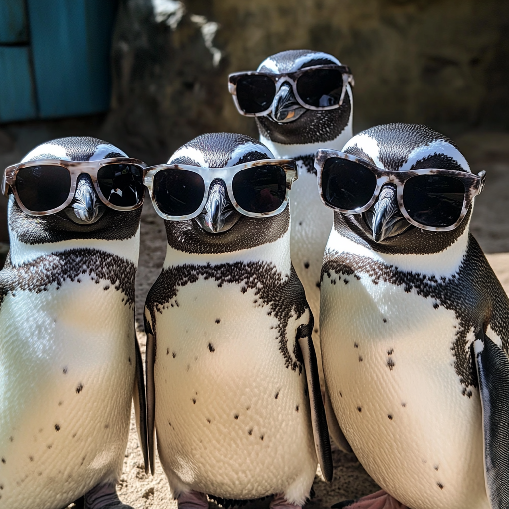 Pingüinos con gafas de sol | Fuente: Midjourney