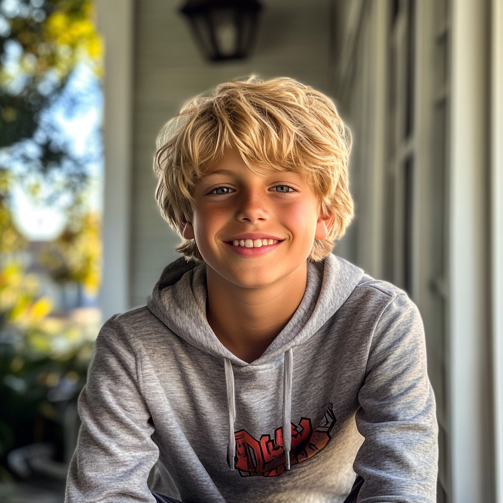 Un adolescente sentado en un porche | Fuente: Midjourney