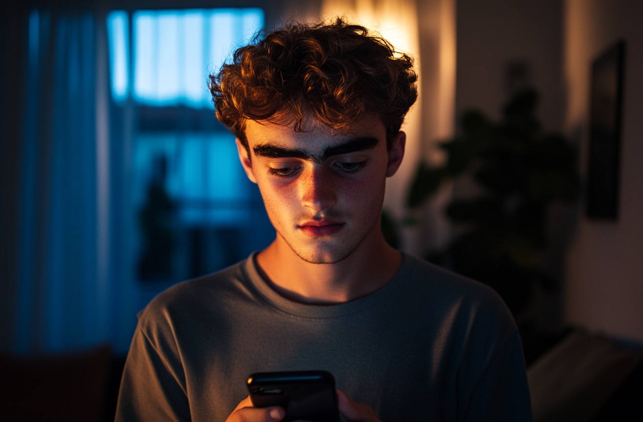 Un hombre mirando su teléfono | Fuente: Midjourney