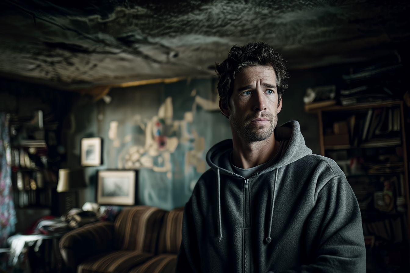 Un hombre de pie en su casa | Fuente: Midjourney