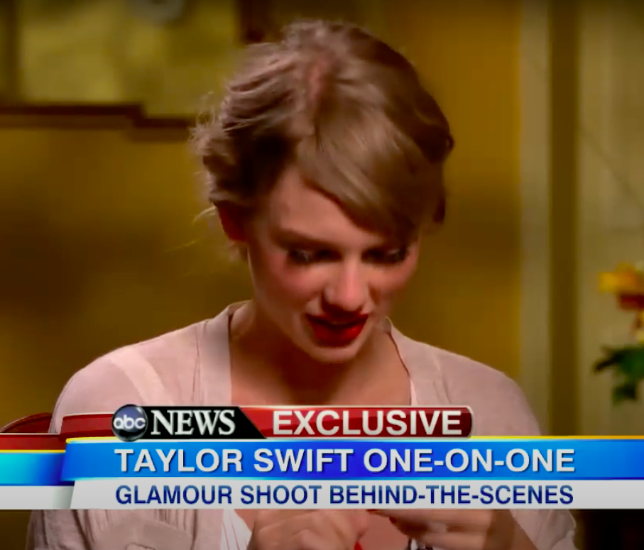 Taylor Swift tras ser preguntada por Conor Kennedy en una entrevista pasada, publicada el 1 de octubre de 2012 | Fuente: YouTube/ABC News