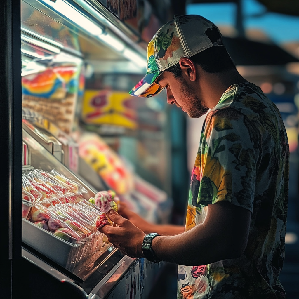 Un hombre eligiendo helado | Fuente: Midjourney