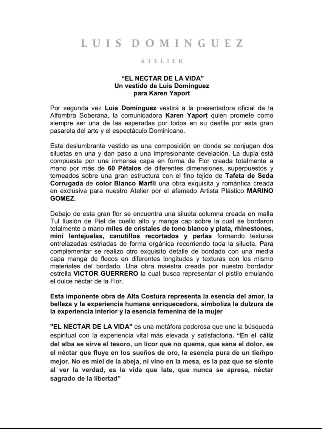 La descripción del diseño que Karen Yapoort usó en los Premios Soberano 2026 | Fuente: Instagram/yapoort