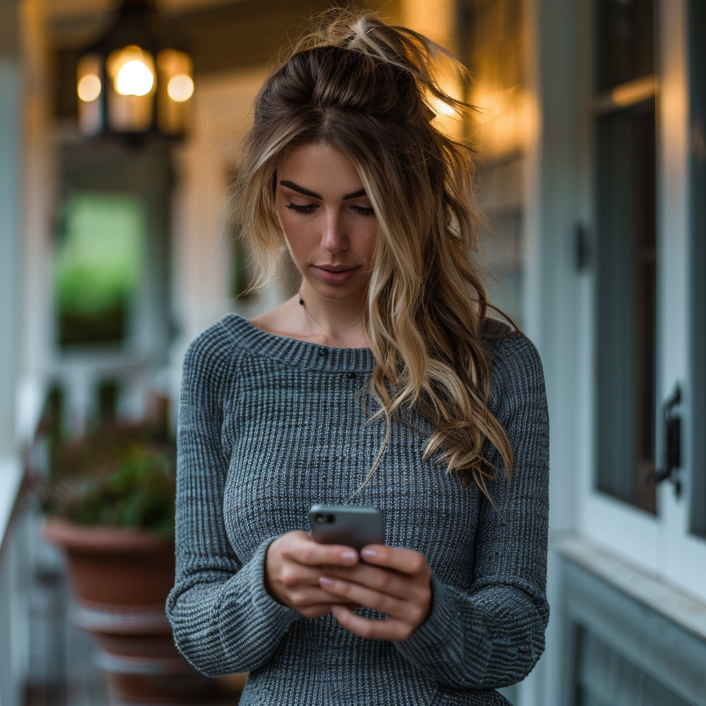 Una mujer revisando su teléfono | Fuente: Midjourney