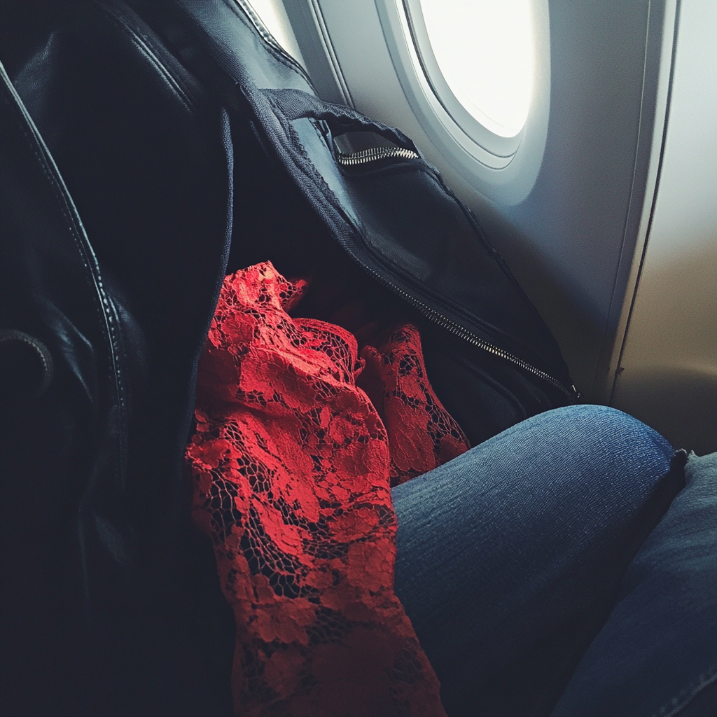 Encaje rojo en una bolsa de viaje | Fuente: Midjourney
