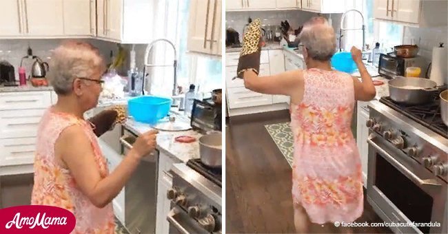 Abuela sorprendió a su familia con un divertido baile mientras cocinaba