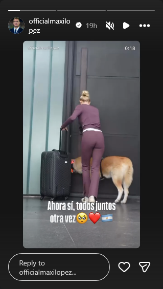 Maxi López compartió un video de su reencuentro familiar tras la llegada de Daniela Christiansson a Argentina | Fuente: Instagram Stories/officialmaxilopez