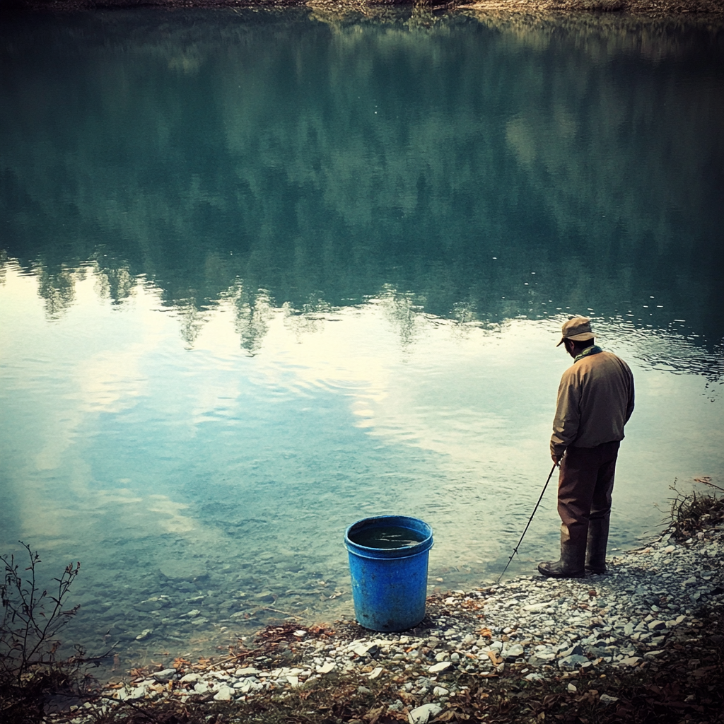 Un hombre de pie en el agua | Fuente: Midjourney