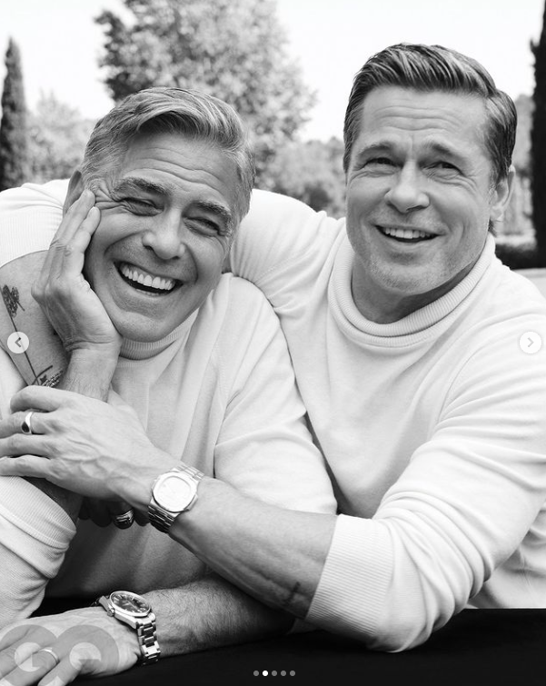 George Clooney y Brad Pitt posando para la portada de GQ, publicado el 25 de agosto de 2024 | Fuente: Instagram/gq