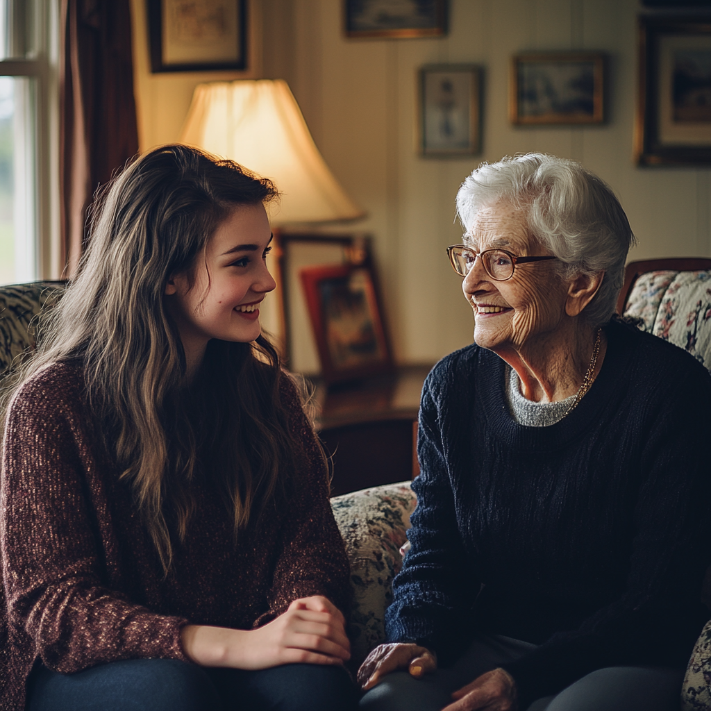 Una joven hablando con una anciana | Fuente: Midjourney