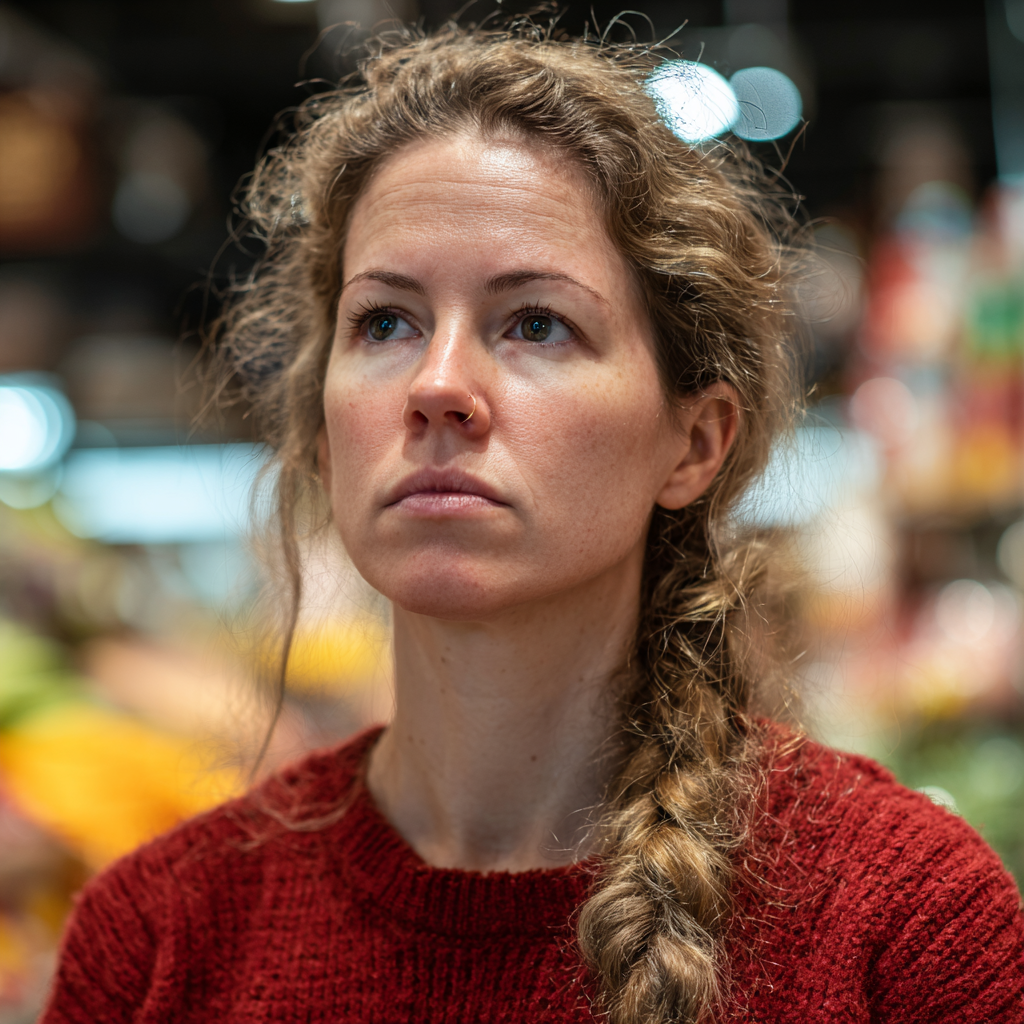 Primer plano de una mujer preocupada | Fuente: Midjourney