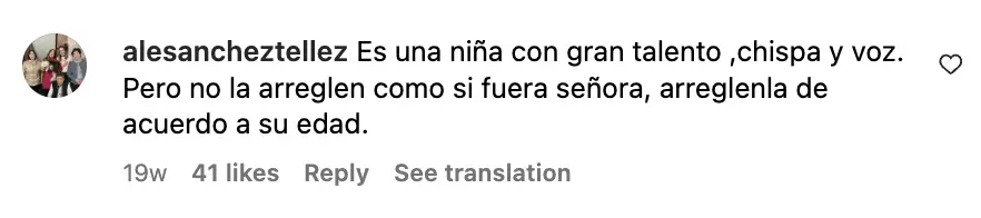 Comentario en Instagram a la publicación de Rafaela Castro. | Fuente: Instagram/rafaelacastroficial