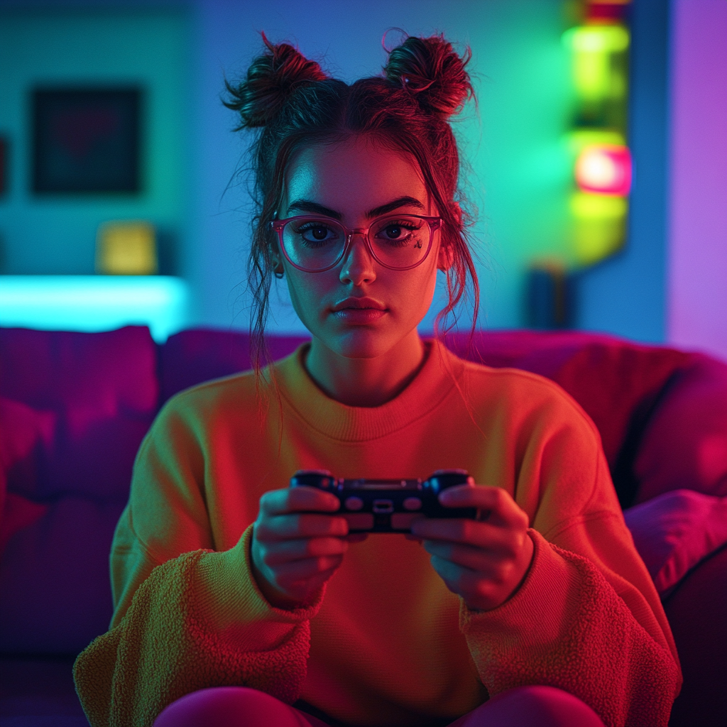 Una mujer jugando a videojuegos | Fuente: Midjourney