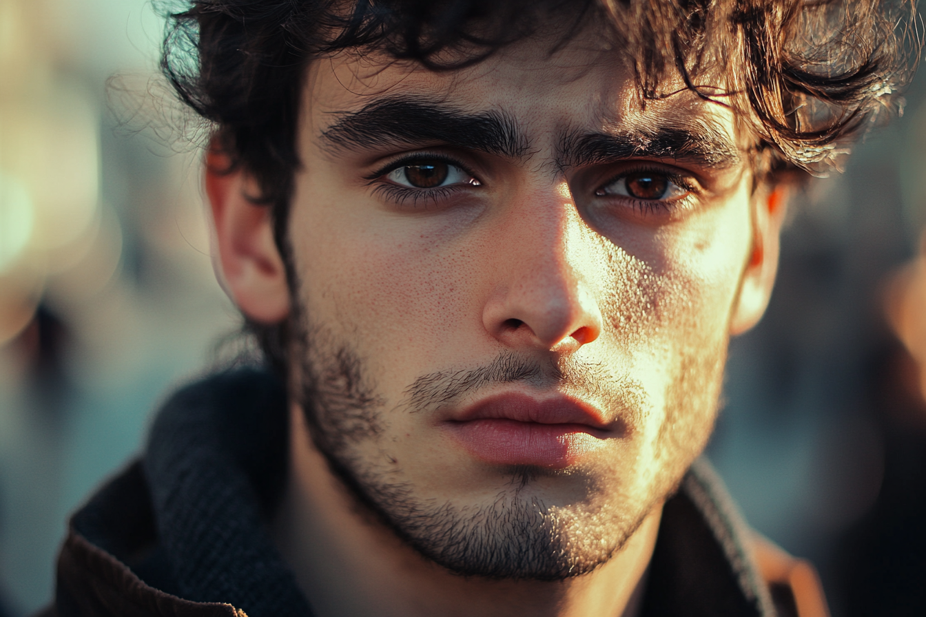 Primer plano de la cara de un joven | Fuente: Midjourney