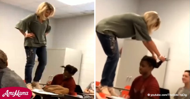 Estudiante graba en secreto a maestra que golpea a su compañero y le hala el cabello para despertarlo
