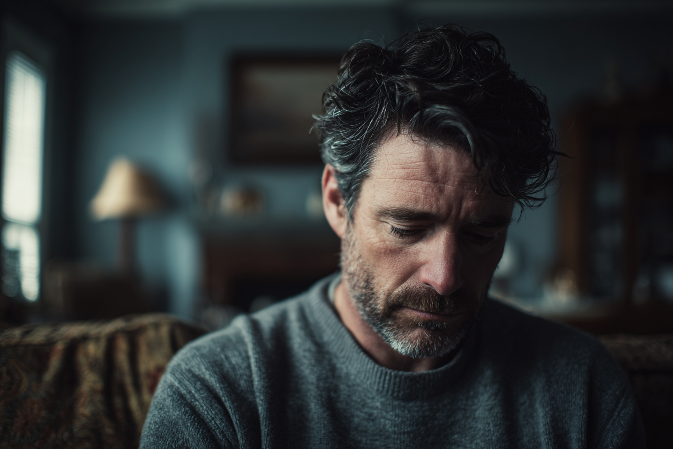 Un hombre mirando hacia abajo | Fuente: Midjourney