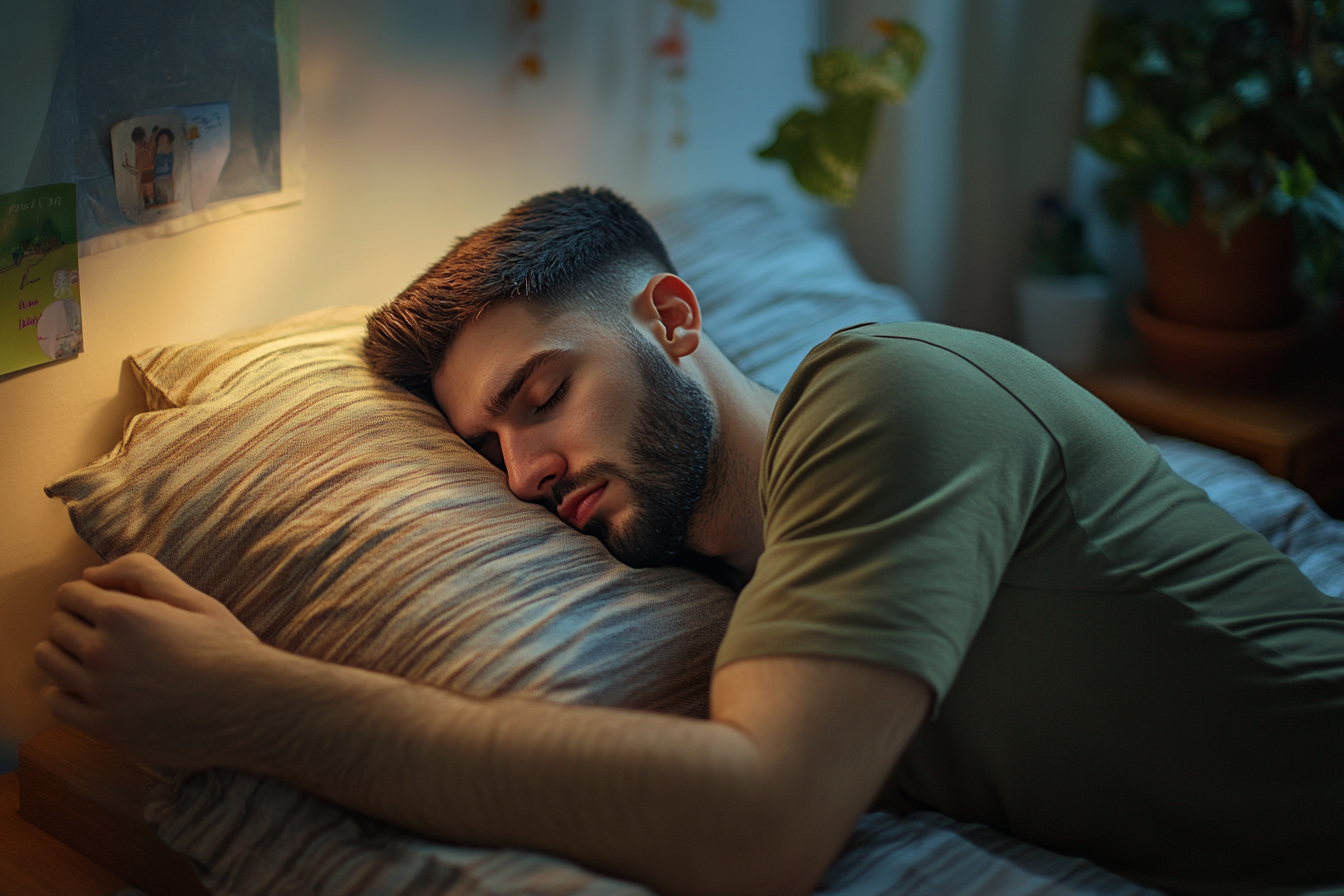 Un hombre durmiendo por la noche | Fuente: Midjourney