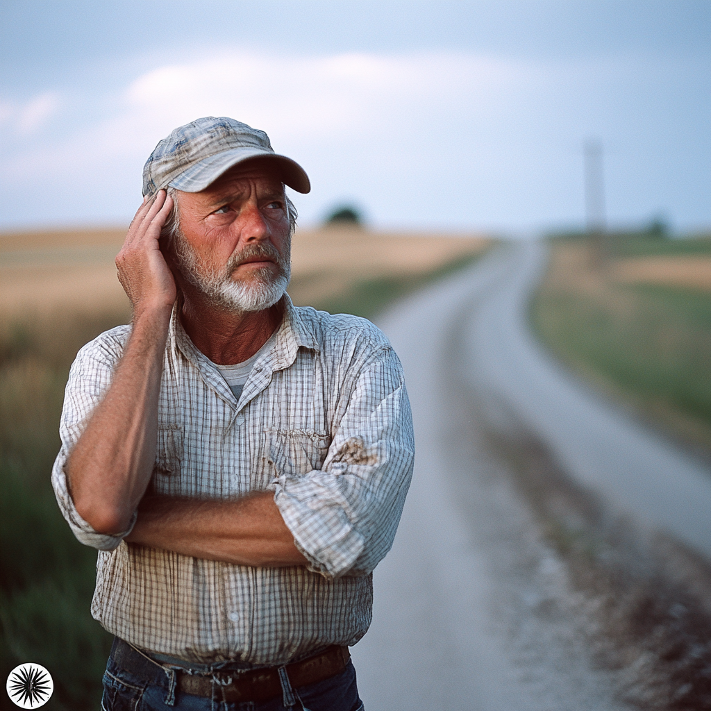 Un agricultor pensando | Fuente: Midjourney