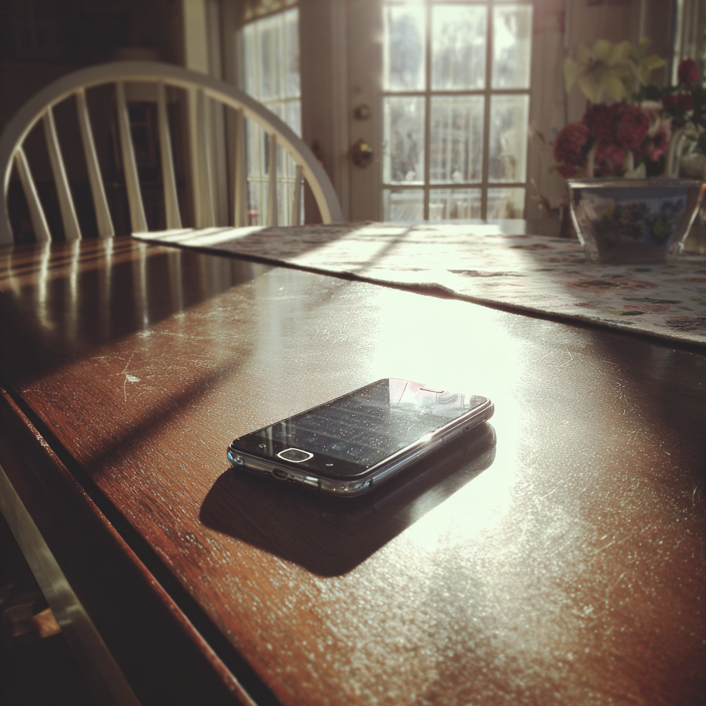 Un móvil sobre una mesa | Fuente: Midjourney